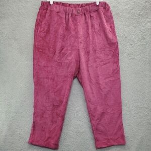 Woman Within Pants Plus Sz 24W Elastic Waist Straight Leg Corduroy Deep Claret